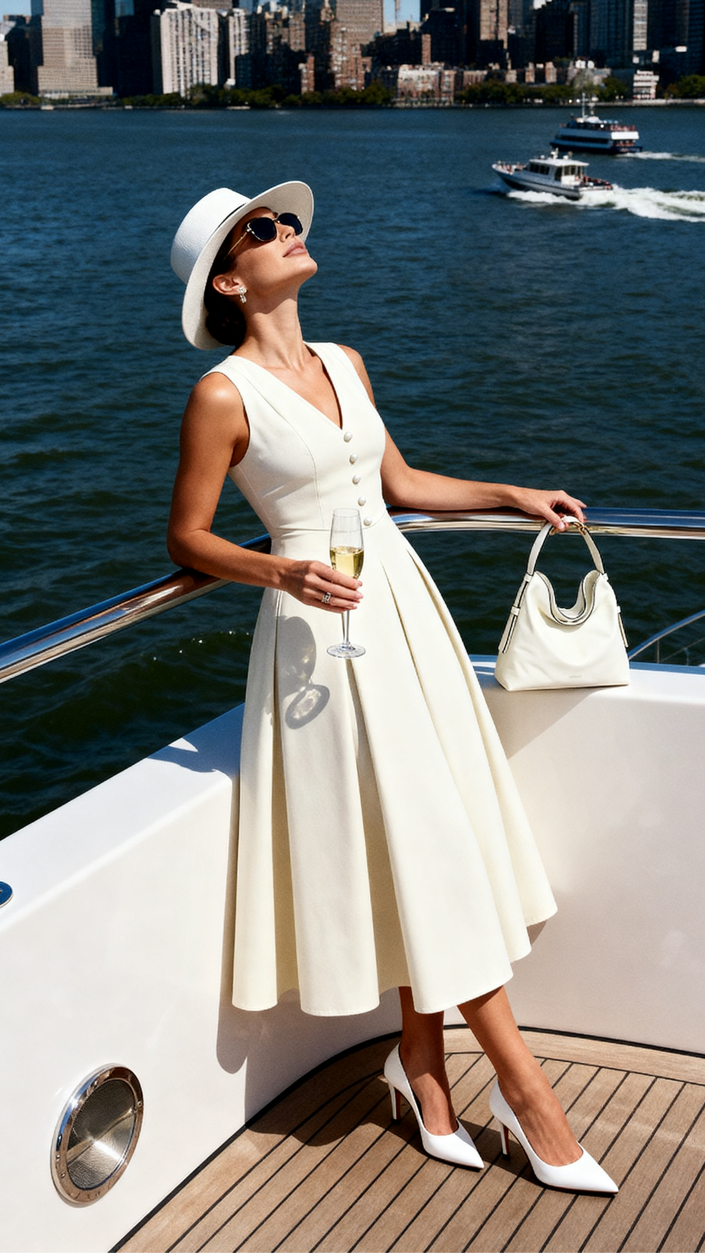 V-Neck Sleeveless Midi Dress