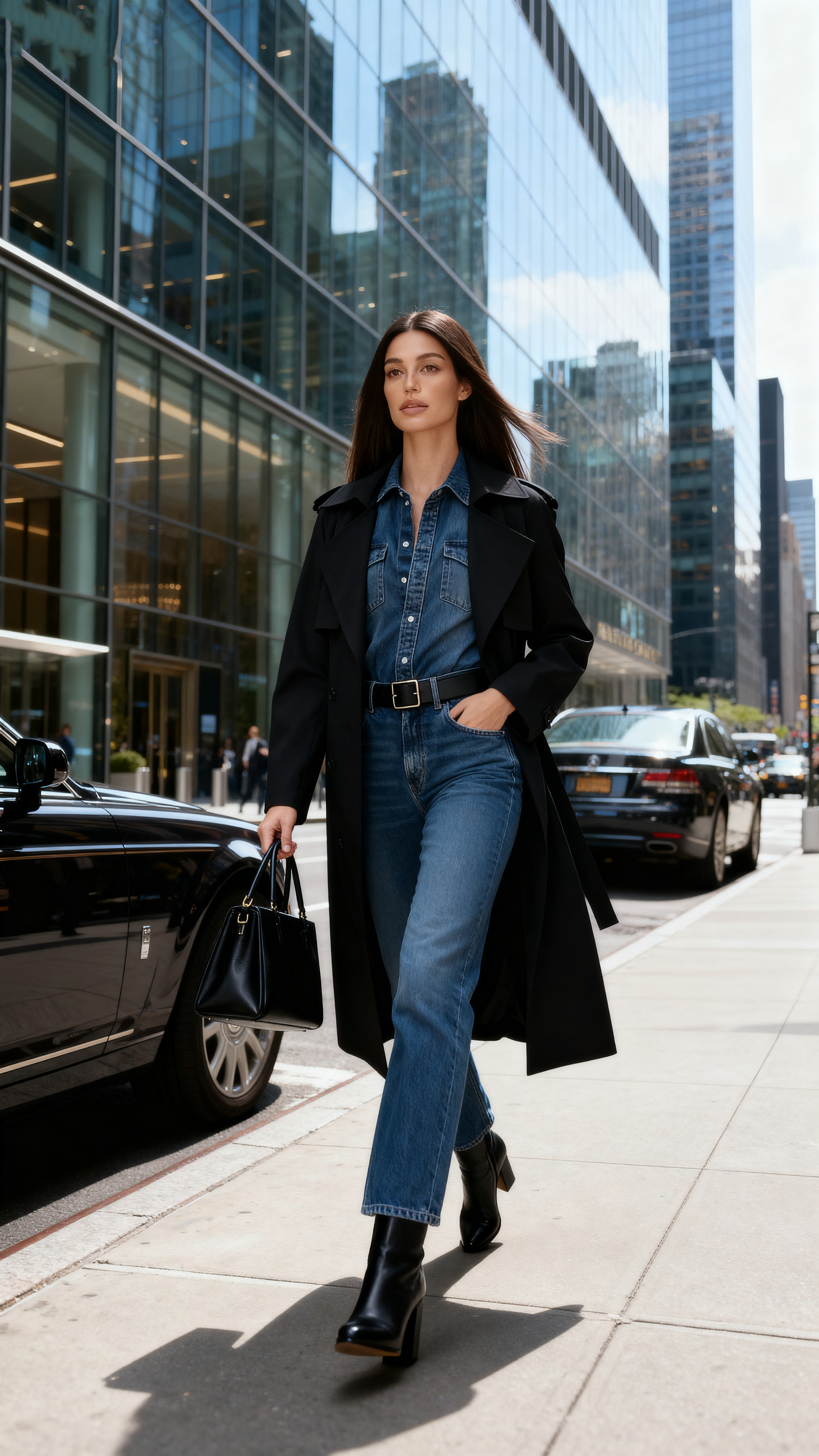 Collared Neck Long Sleeve Trench Coat