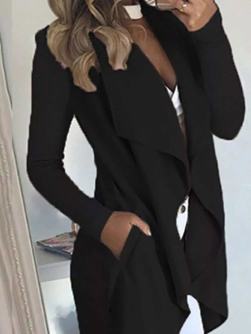 Lapel Collar Long Sleeve Coat