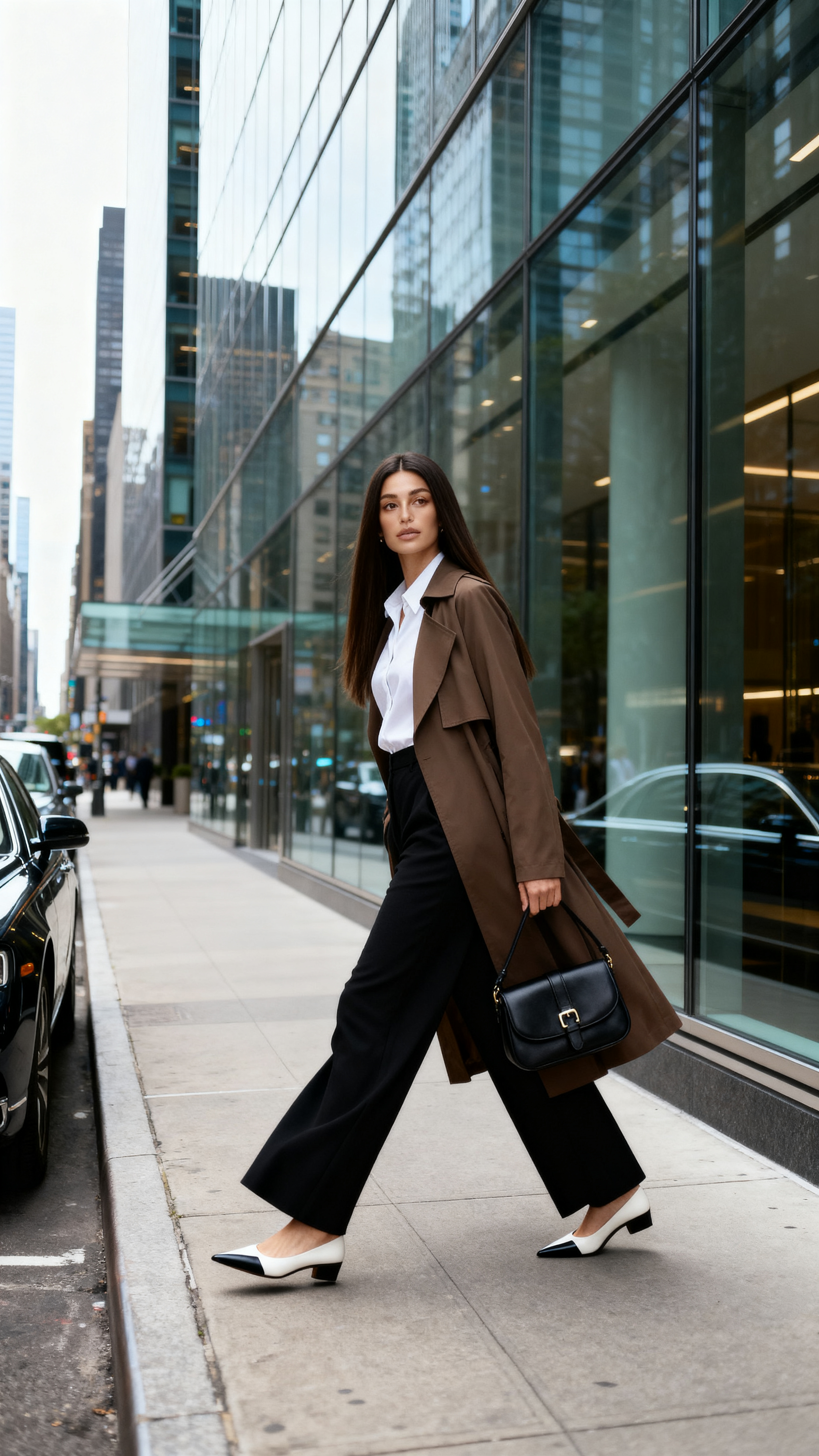 Collared Neck Long Sleeve Trench Coat