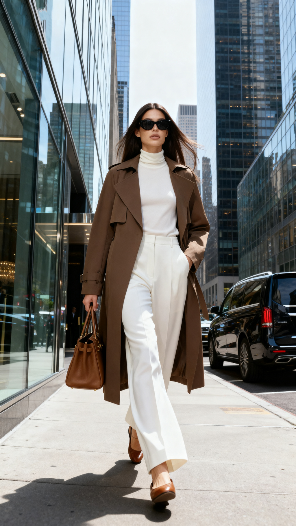 Collared Neck Long Sleeve Trench Coat