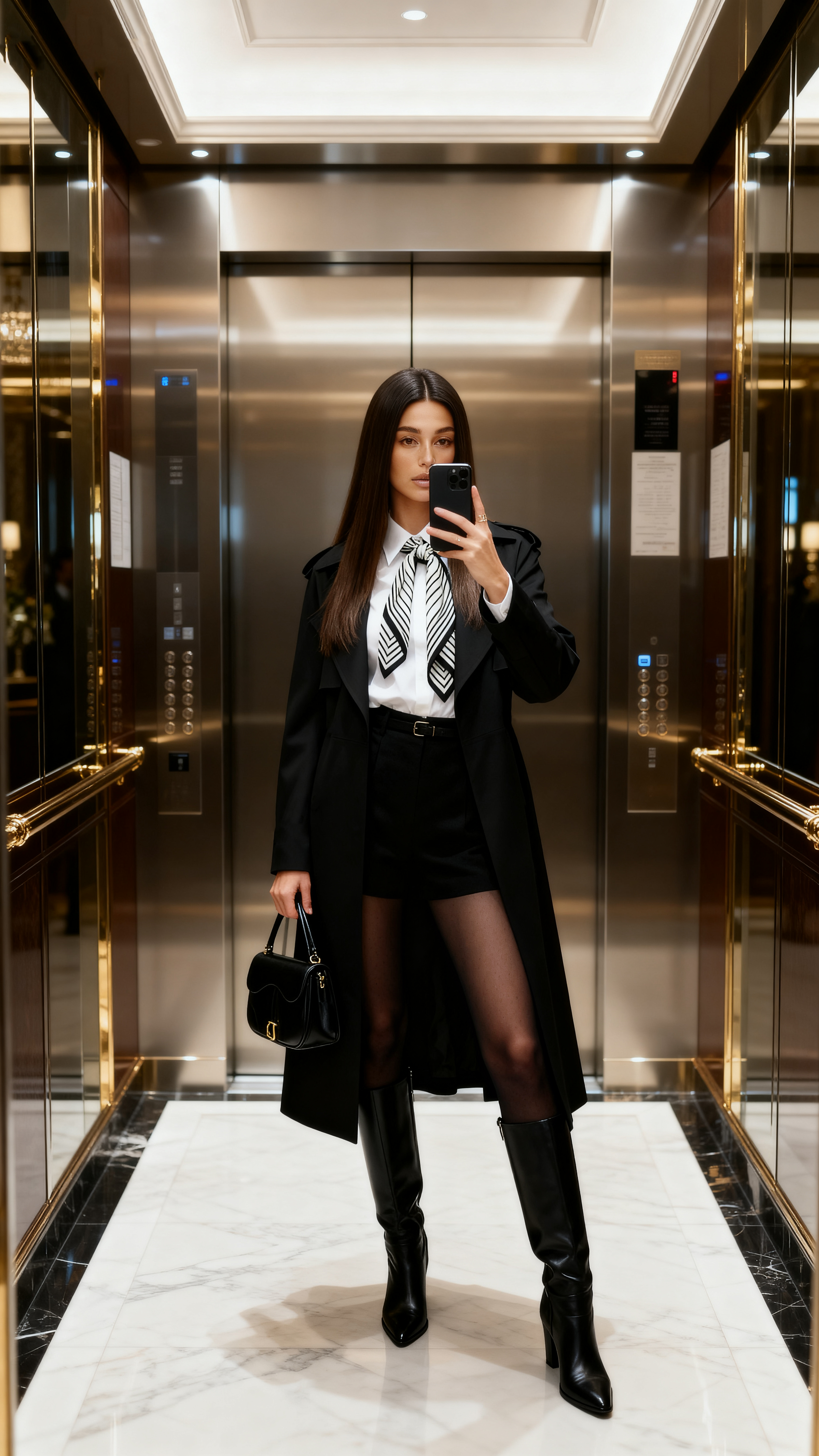 Collared Neck Long Sleeve Trench Coat