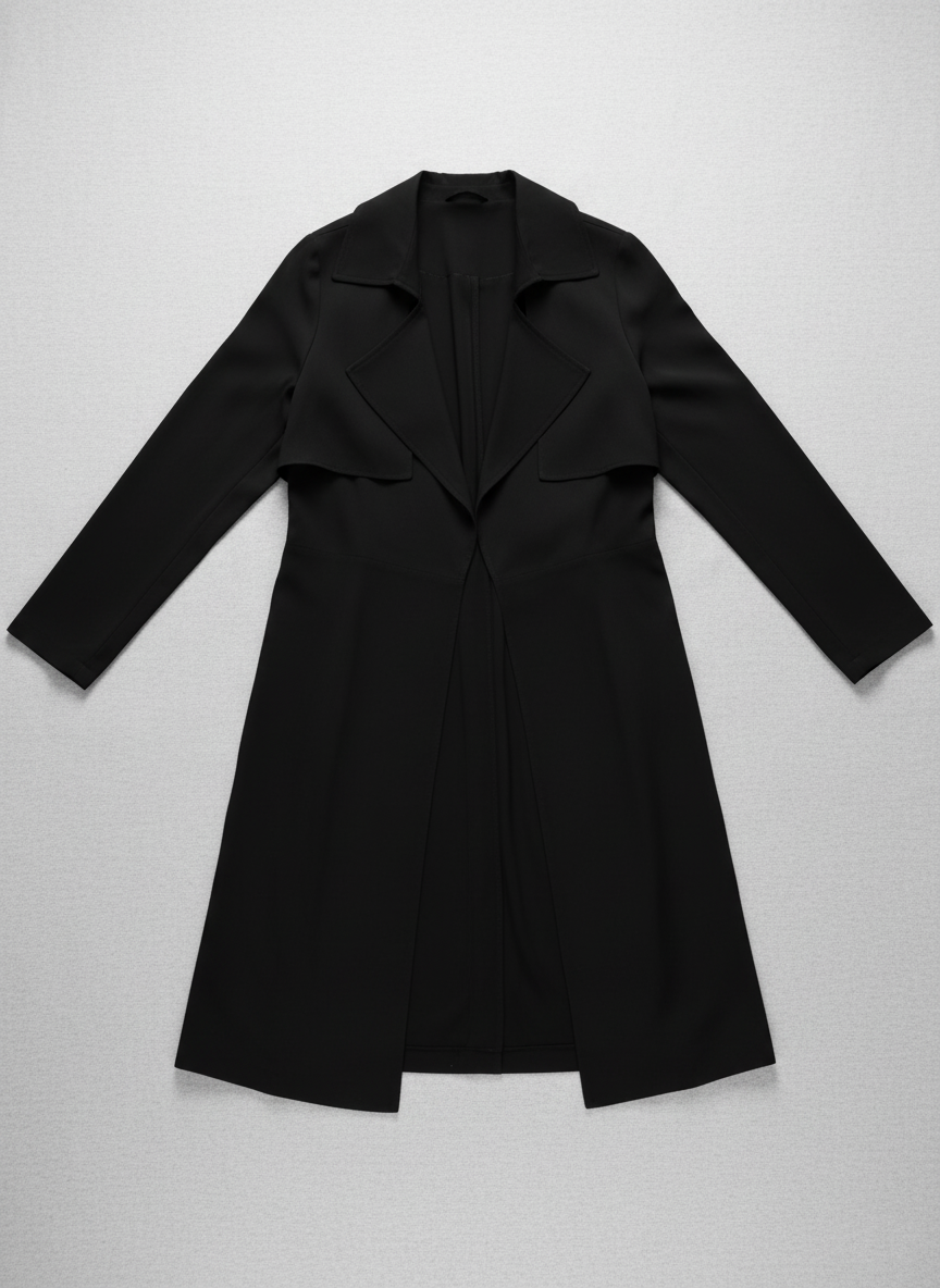 Collared Neck Long Sleeve Trench Coat